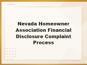 Filing a Nevada Hoa Financial Disclosure Complaint