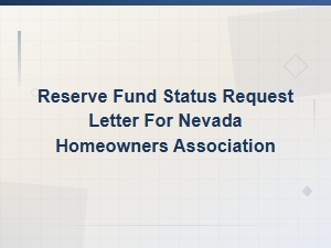 Nevada Hoa Reserve Fund Request Letter Guidelines