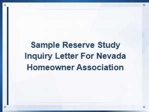 Nevada Hoa Reserve Study Inquiry Letter Guide