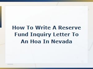 Nevada Hoa Reserve Fund Inquiry Letter Guide