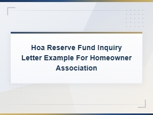 Hoa Reserve Fund Inquiry Letter Example and Guide
